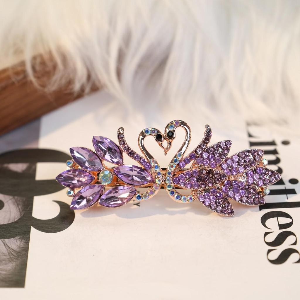 Swan Rhinestone Alloy Hair Clip - Versatile Large Spring Clip for Women's Hairstyles