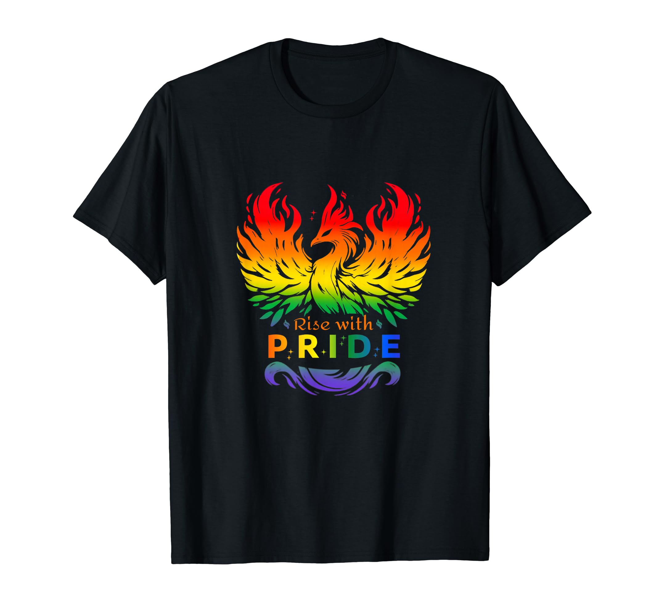 

Rise with Pride Rainbow Phoenix LGBT Community Friend Family T-Shirt чорний