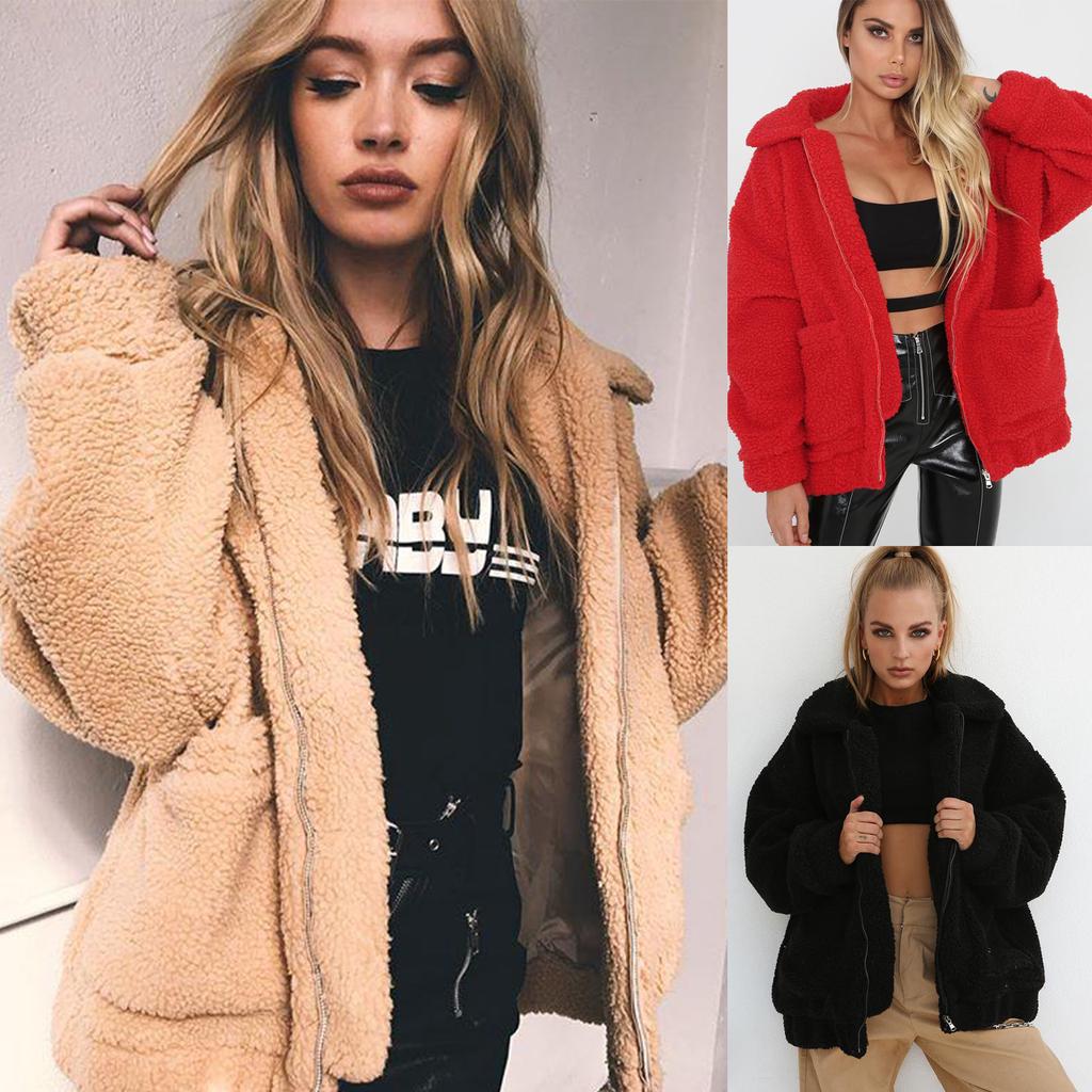 Женщины Faux меховой пальто Толстый Теплый Куртка Рунс Плюш Тедди Streetwear Осень Зимние Outwear – купить по низким ценам в интернет-магазине Joom