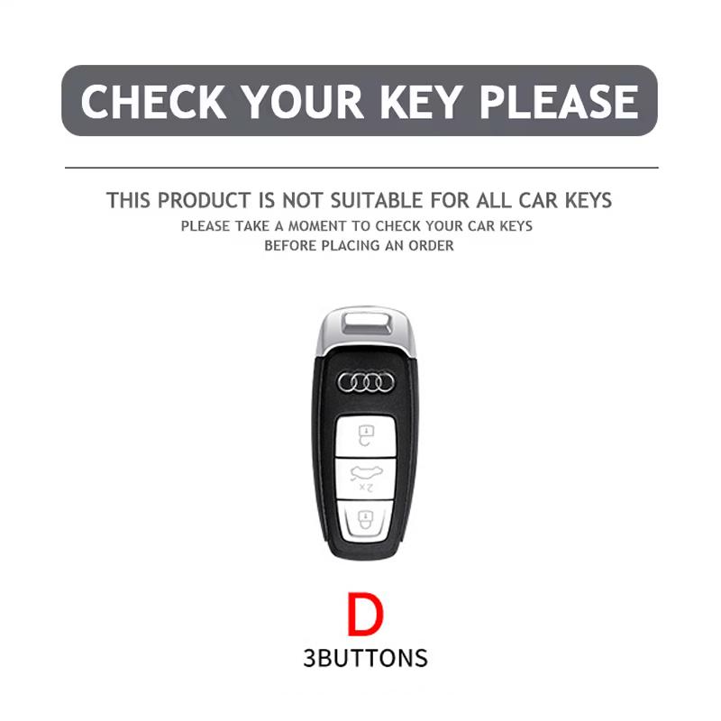 Zine Alloy Leather Car Key Case Cover Shell Holder For Q5 Q8 A6 A3 A8 C8 S6 RS6 A7 S7 RS7 RSQ8 8Y D5 4N RS E-tron GT Q4 Q7 4M