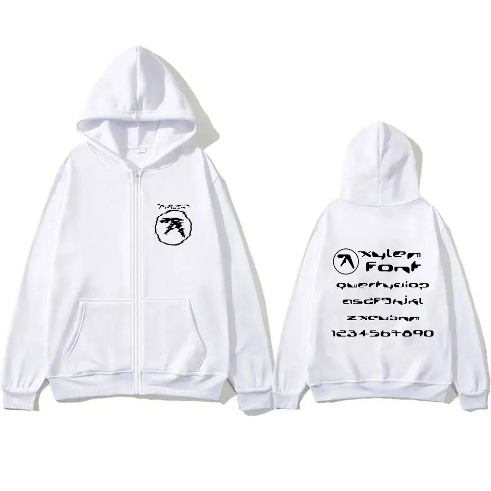 Aphex Twin Double Sided Print Zipper Hoodie Men Women Fashion Oversized Streetwear Men's Casual Fleece Cotton Zip Up Jacket Coat