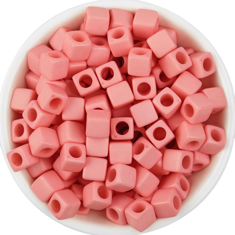 100-Pack Acrylic Square Beads: Solid Color, Large Hole for DIY Colorful Beading Projects