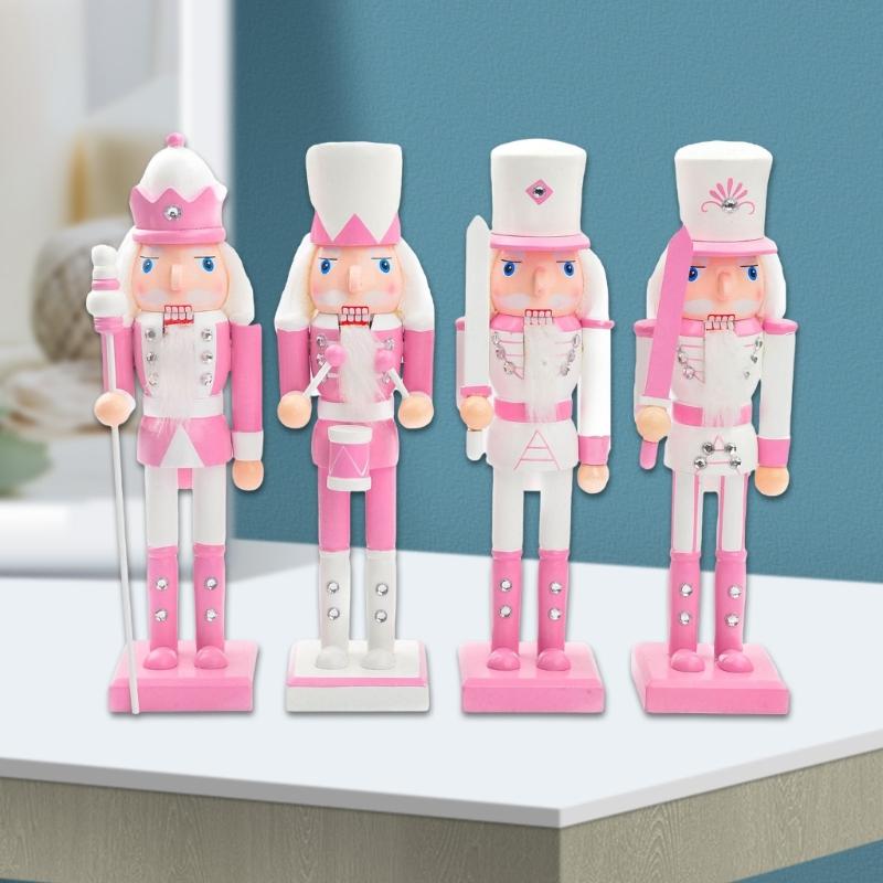 Handmade Wood Nutcrackers Soldier Unique 50CM Pink Nutcrackers Soldier Crafted for Enthusiasts of Festival Ornament
