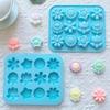 New Silicone Flower Shaped Mold Pink Blue Green 12 Cavity Chocolate Cookies Mold Handmade Baking Tool Home Kitchen