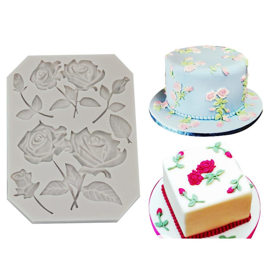 New Rose Bouquet Silicone Mold DIY Sugar Cake Mold Kitchen Baking Chocolate Decoration Mold Handmade Rose Decoration Gypsum Mold