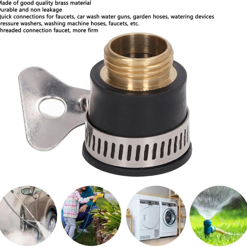 1/4Inch Tap Connector Brass Thread Fittings 4Pieces For Garden Irrigation Car Wash Easy Installation Faucet Adapter
