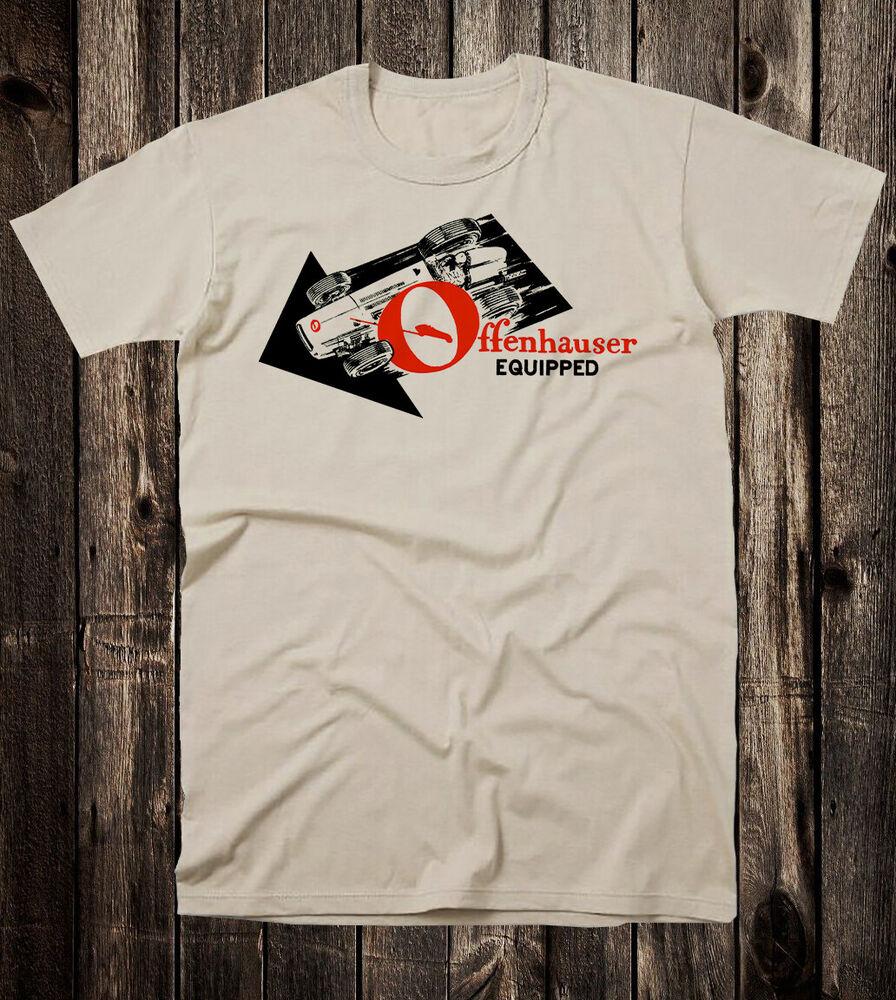 Retro Hot Rod Tee T Shirt Drag Race Racing Speed Shop Offenhauser Equipped