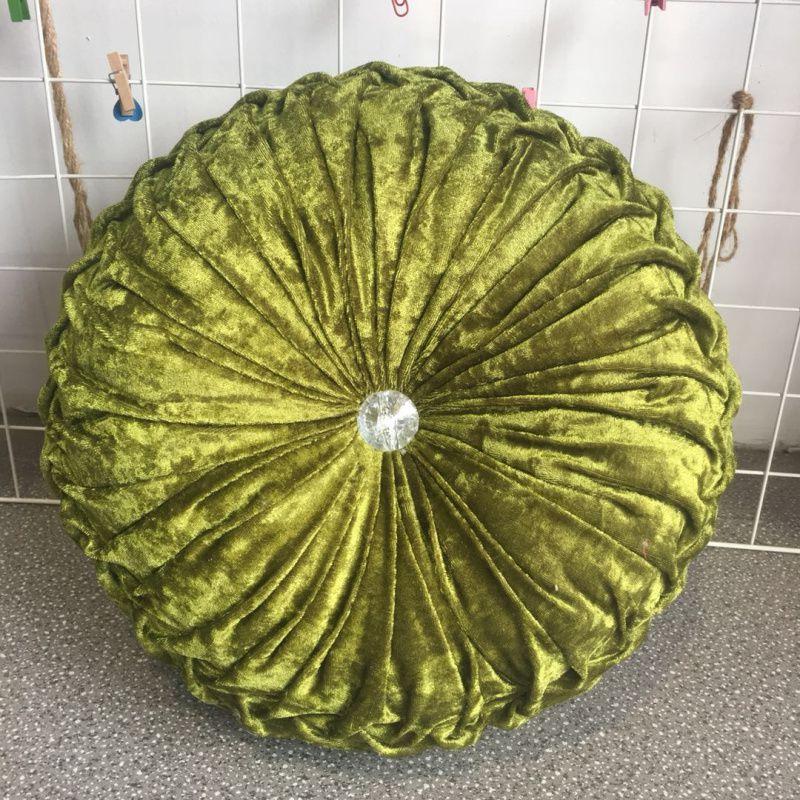 

Круглая бархатная подушка в форме тыквы, сиденье татами, подушка для дивана, подушка для спины, напольная для дома зелёный