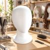 White Foam Mannequin Head with Round Base Smooth Faceless Neck
