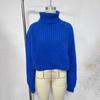 Autumn Winter Vintage Loose Long Sleeve Top Solid Color Pullover Knitwear Stand Collar Sweater