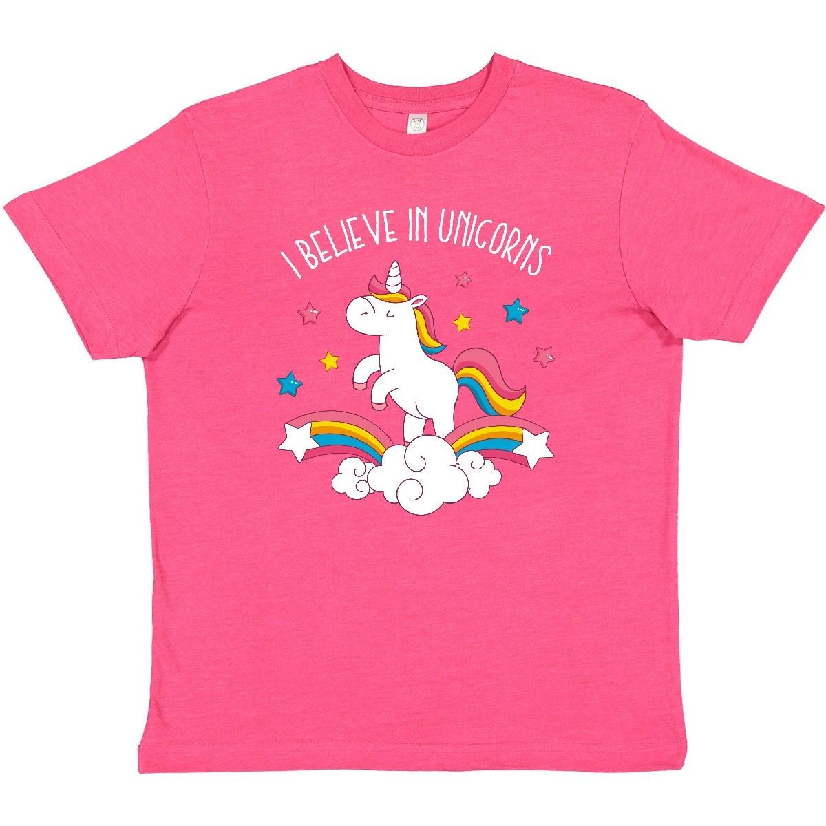 Inktastic Believe In Unicorns Youth T-Shirt Unicorn Cute Magic Magical Rainbow 100