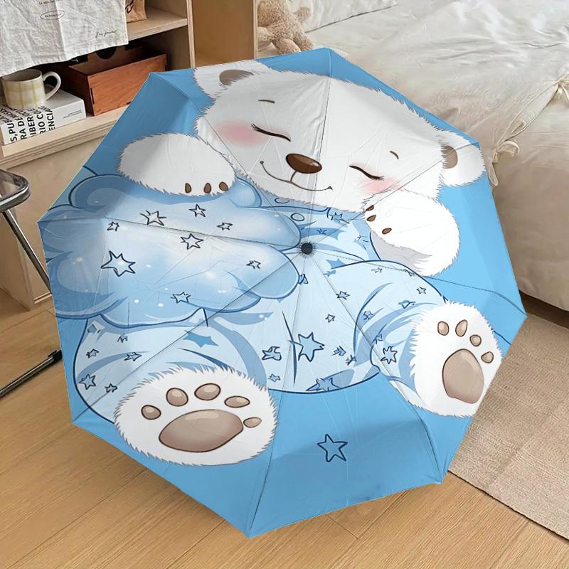 1PC Polar bear Umbrella-8-Rib Reinforced, Automatic Open, Lightweight & Durable, Fashion Accessory for Outdoor, H0375
