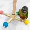 Rotating Balls Bird Perch Toy Wooden Parrot Stand Parrot Station Stick  Parakeets Budgies