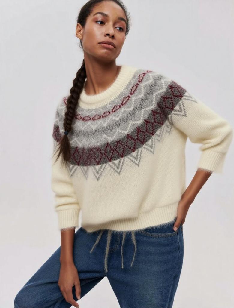 Fair Island Christmas Wind Knitted Sweater Jacquard Pattern Soft Waxy Plush Atmosphere Sweater Women's Loose Type