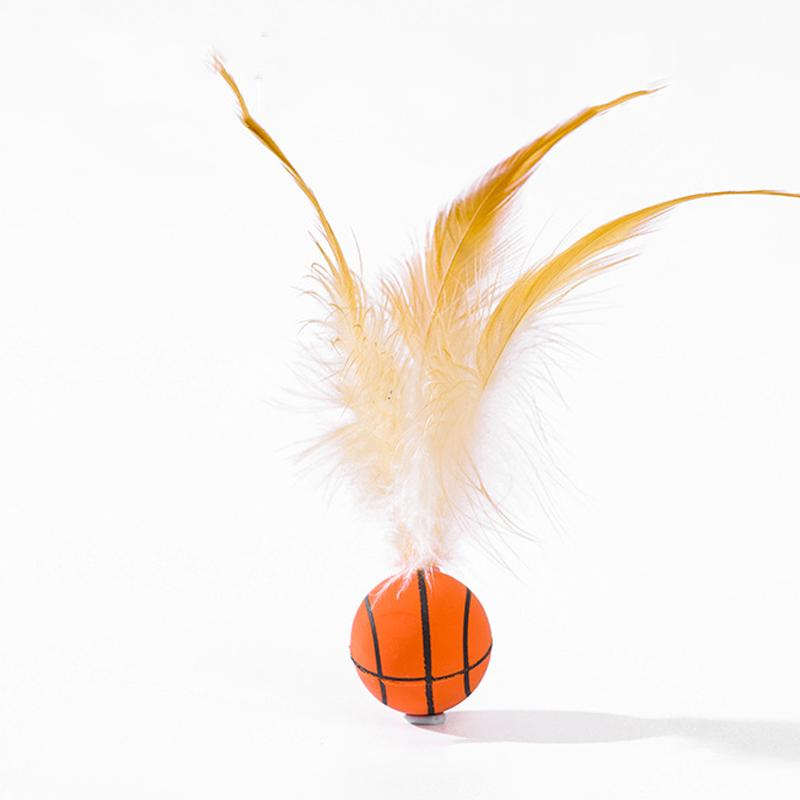Cat Self-sex Elastic Toy Ball, Chicken Feather Basketball Ball Interactive Boredom Throw Cat Toy Toys Cat Fun Artifact Pet Toys