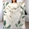 Leaf Pattern Throw Blanket Botanical Design for Living Room Decor Gift for Her NatureInspiredHomeStyle