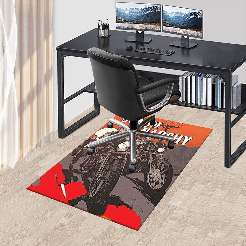 1pc Sons of Anarchy Themed Office Carpet Chair Mats - Durable Polyester Rug for Home Theater, Office, Dorm Room Decor - tA98