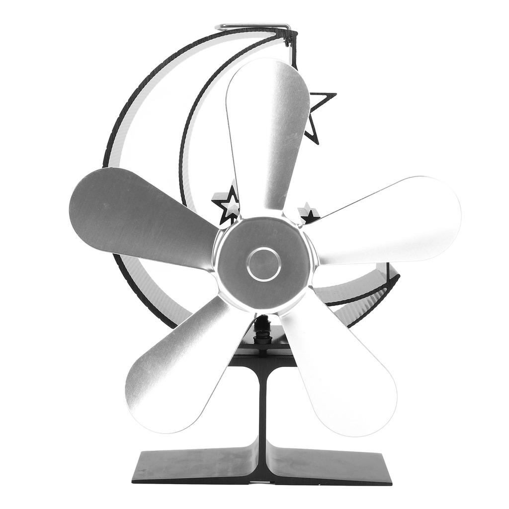 5 Blade Heat Powered Stove Fan Aluminum Alloy Fast Heat Dissipation Heat Powered Fireplace Fan for