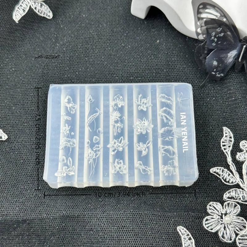 Lotus Orchid Silicone Nail Mold DIY Flower Nail Art Carving Decorations 3D Stereoscopic Stamping Plate Manicure Design Tool