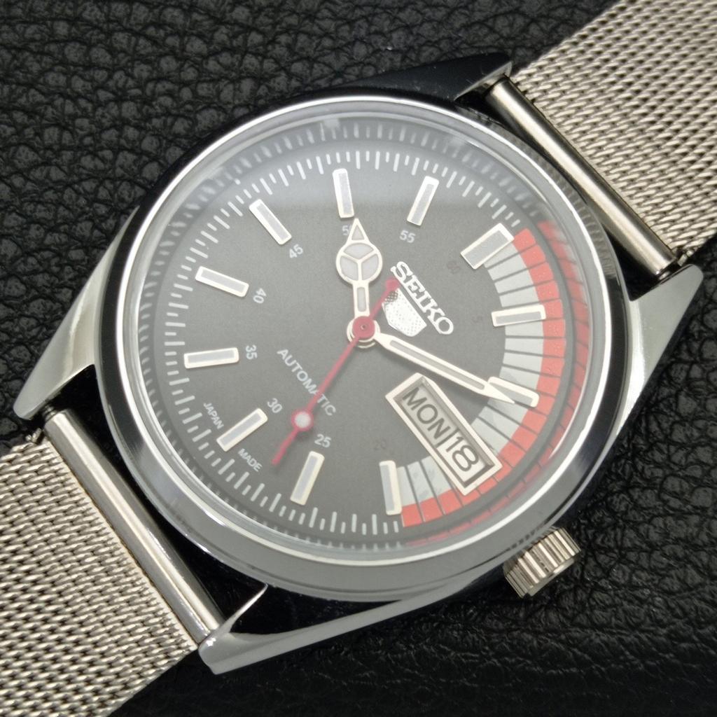 REFURBISHED SEIKO 5 AUTOMATIC 6309A VINTAGE JAPAN MENS BLACK WATCH A440847-4 Sk-a440847