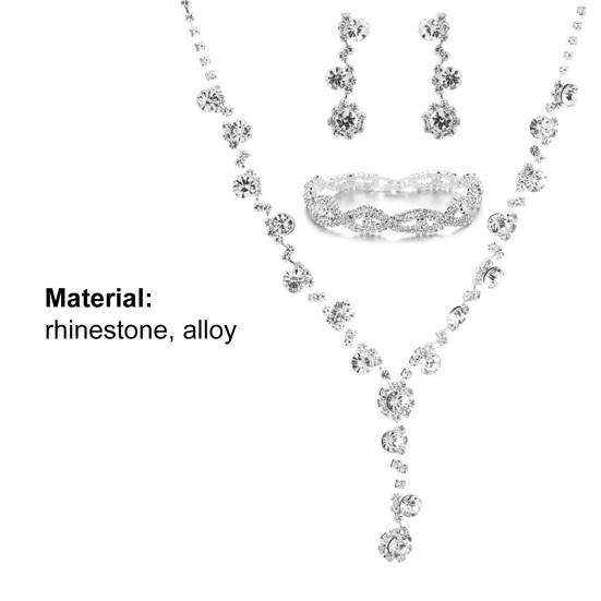 2Pcs/3Pcs Eye-catching Necklace Anti-deform Lightweight Sun Flower Shape Rhinestone Necklace Earrings Bracelet Set for Wedding