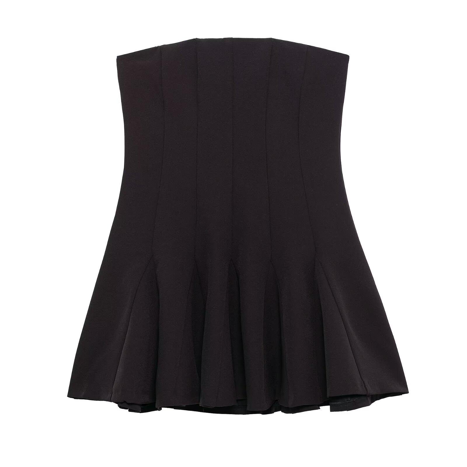 

Spring Classic Wave Pattern Strapless Dress S