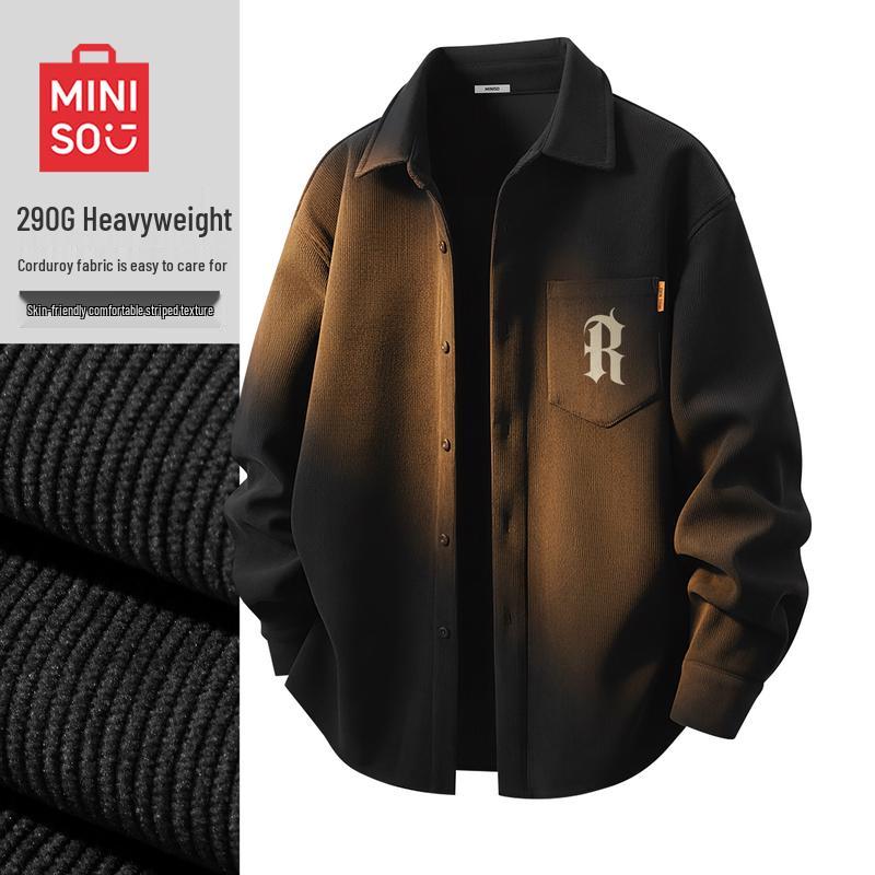 MINISO Men s American Trend Corduroy Long-Sleeve Shirt Jacket XL