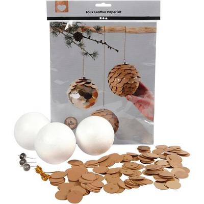 Craft Kit - Faux Leather and Gold Paper Pine Cones - 8 Cm