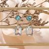Pinkdudu Fashion 5 Color Square Glass Pendant Drop Earrings Romantic Luxury Simple Geometric Earring for Women Jewelry PD1202