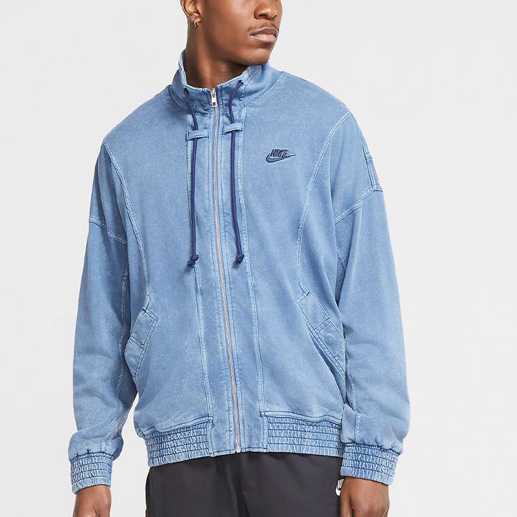 Nike Sportswear Knit Washed Jacket Men Jackets Blue CV4354-442
