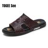 Fashion Fashion Leather Men's Slippers Luxury Crocodile Slip On Casual Shoes High Quality New Non-Slip Summer Sandals For Men Slippers