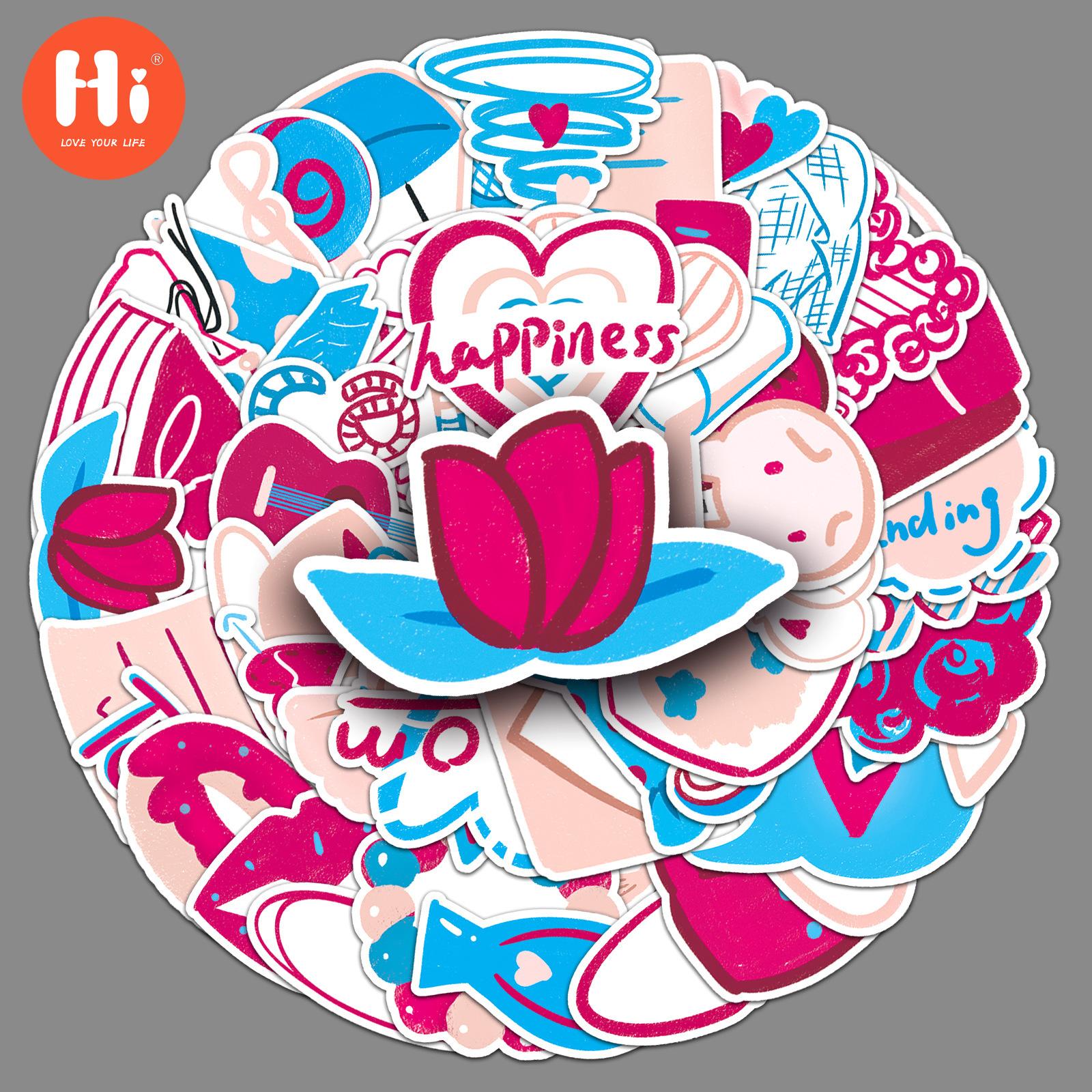 

50 оригинальных трансграничных «любовных» не нарушающих авторских прав мультяшных нарисованных от руки липких открыток ко Дню святого Валентина с любовью, украшенных наклейками на чемодан