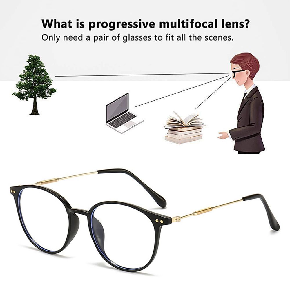 Protection Vintage Frame Reading Glasses Progressive Multifocal Anti-Blue Light Ultra Light Glasses
