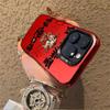 The God of Wealth prefers good luck and often applies to Apple 16PROMAX/iPhone15/iPhone14 colored silver mobile phone case.