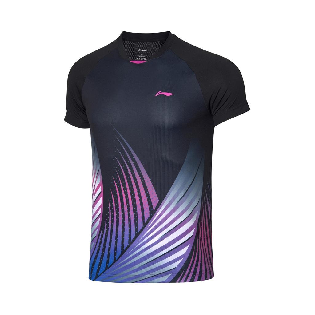 Li Ning Badminton Series Quick-Dry Short Sleeve T-Shirt Unisex Tops Black AAYS635-1