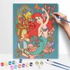 Disney Little Mermaid Oil Paint by Numbers Painting Kit Handmade Diy Home Decor Gifts for Adults Canvas Wall Art Hobby Craft Project Set