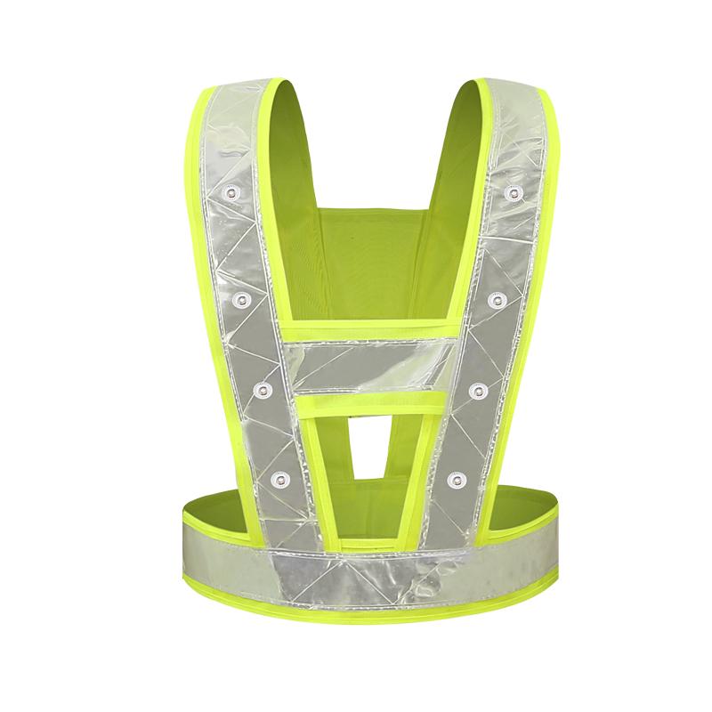 JiaHu LED Rechargeable Reflective Vest for Cycling Yellow: V-shaped LED (Battery)
