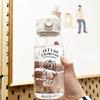 Portable Drop Resistant Hand Cup Water Bottles Clear Plastic Water Bottle with Straw Cartoon Water Cup for Gym School