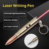 3 In 1 Laser White Light + Red Light Bullet Shape Ballpoint Pen with Keychain Outdoor Tools Creative Stationery Gift