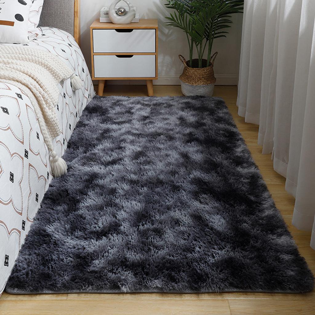 Tie Dye Shaggy Silk Wool Area Rug 40x60cm Modern Square Plush Carpet Soft Carpet for Living Room Bedroom Decor