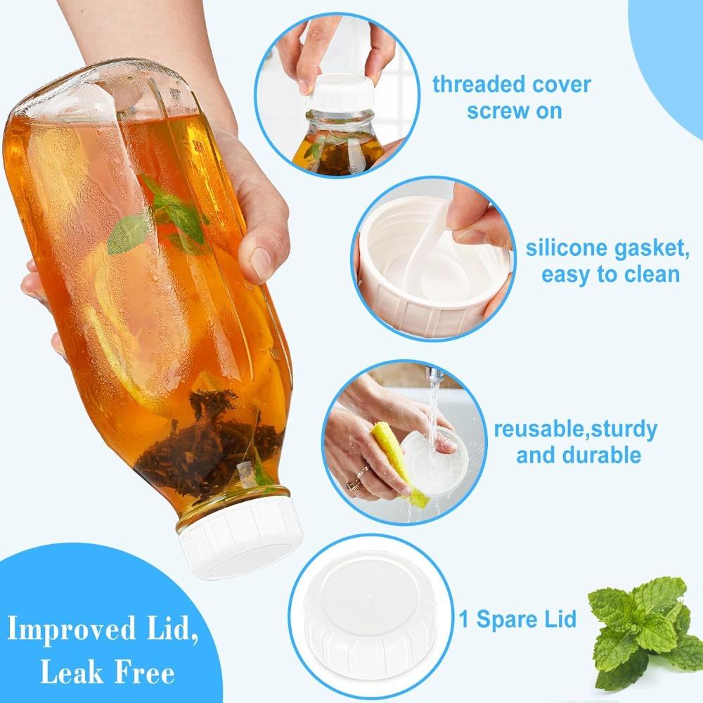 2PCS 32OZ Glass Milk Bottle Sealed Glass Water Jug Creative Milk Pitcher  Office