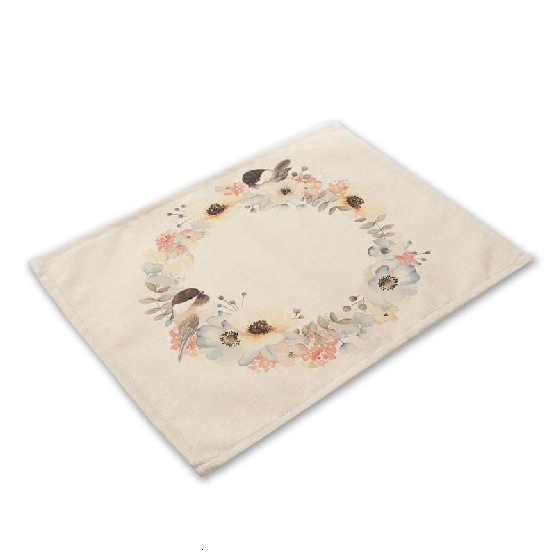 

Bird Pattern Kitchen Placemat Linen Flower Pad Dining Table Mats Coaster Bowl Cup Mat 45*30cm Home Decor 2pcs 30x45cm