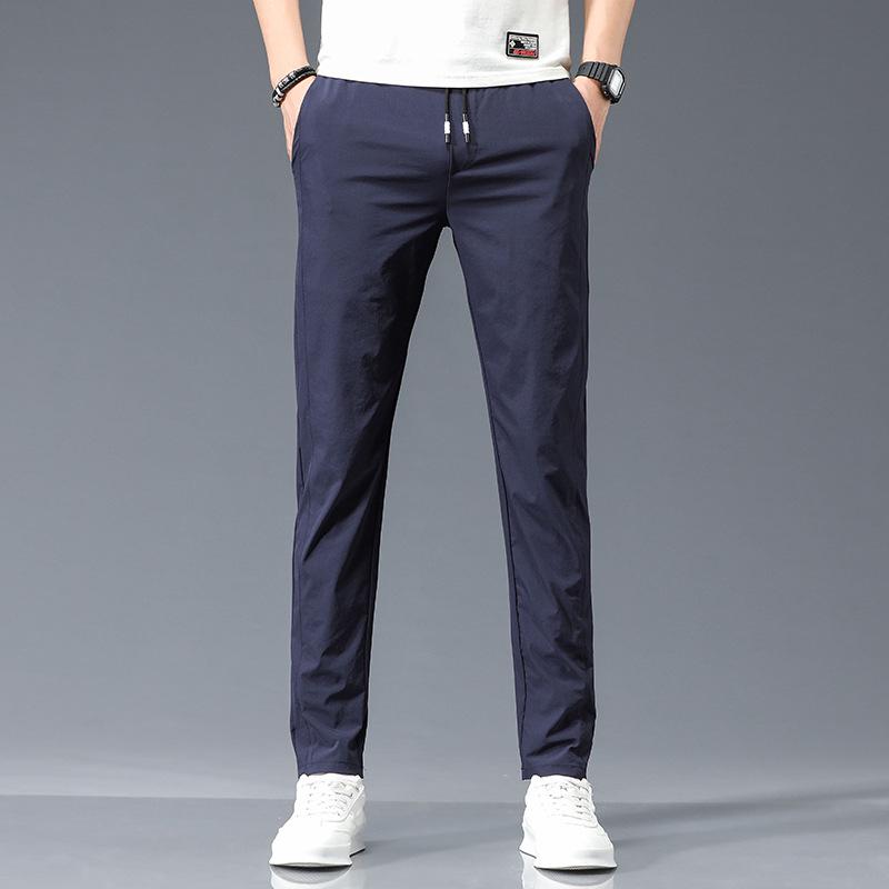 2023 Men's Ice Silk Quick-Dry Straight Loose Pants - Comfortable, Elastic, Slim Fit