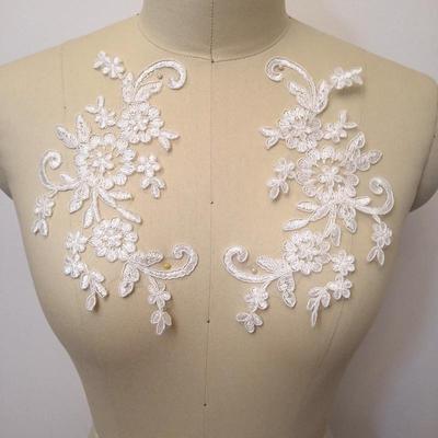 Off-White Embroidered Floral Wedding Dress for Children with Headdress Accessories and Lace DIY Stickers.
