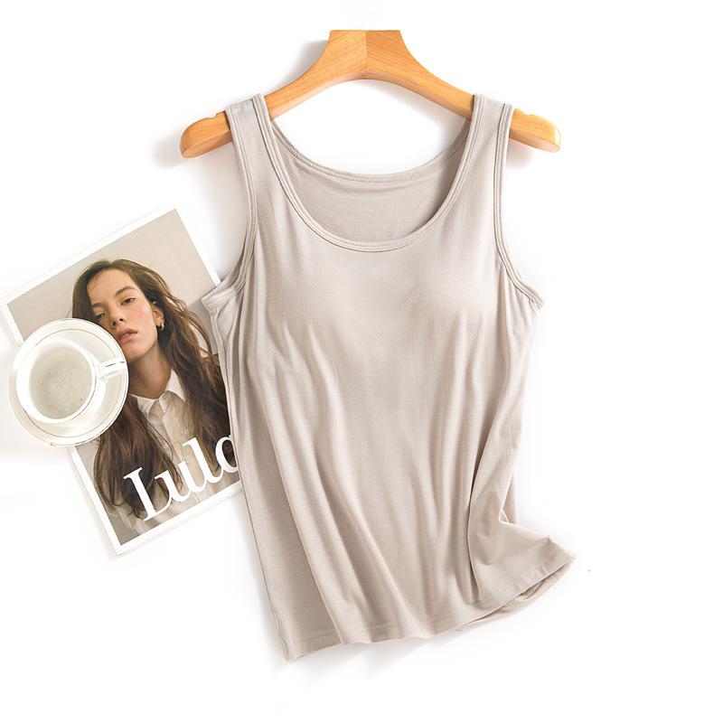 Summer Cool Feeling Loose Large Size Can Be Worn Outside with Chest Pad Integrated Fixed Cup Vest Women's Inner Chest Pad