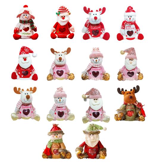 Christmas Apples Gift Bag Zipper Holiday Gift Pouch with Santa & Snowman Print Reusable Packaging for Candy Toys And Presents