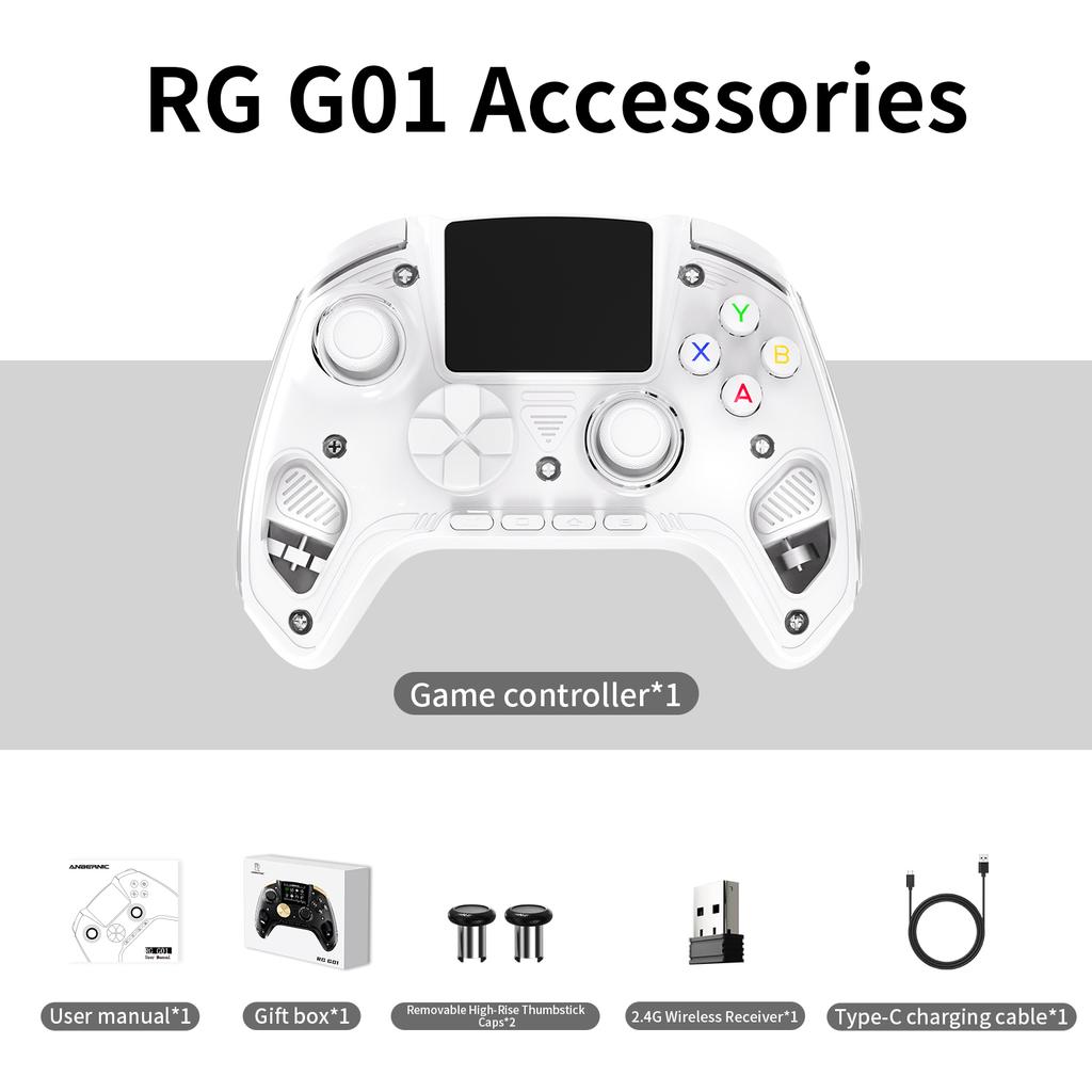 Anbernic RG G01 / RG P01 Retro Games Controller Hall Effect Triggers XBOX Gamepad for PC Android IOS Steam Linux Supports Bluetooth 5.3/Wired/2.4G