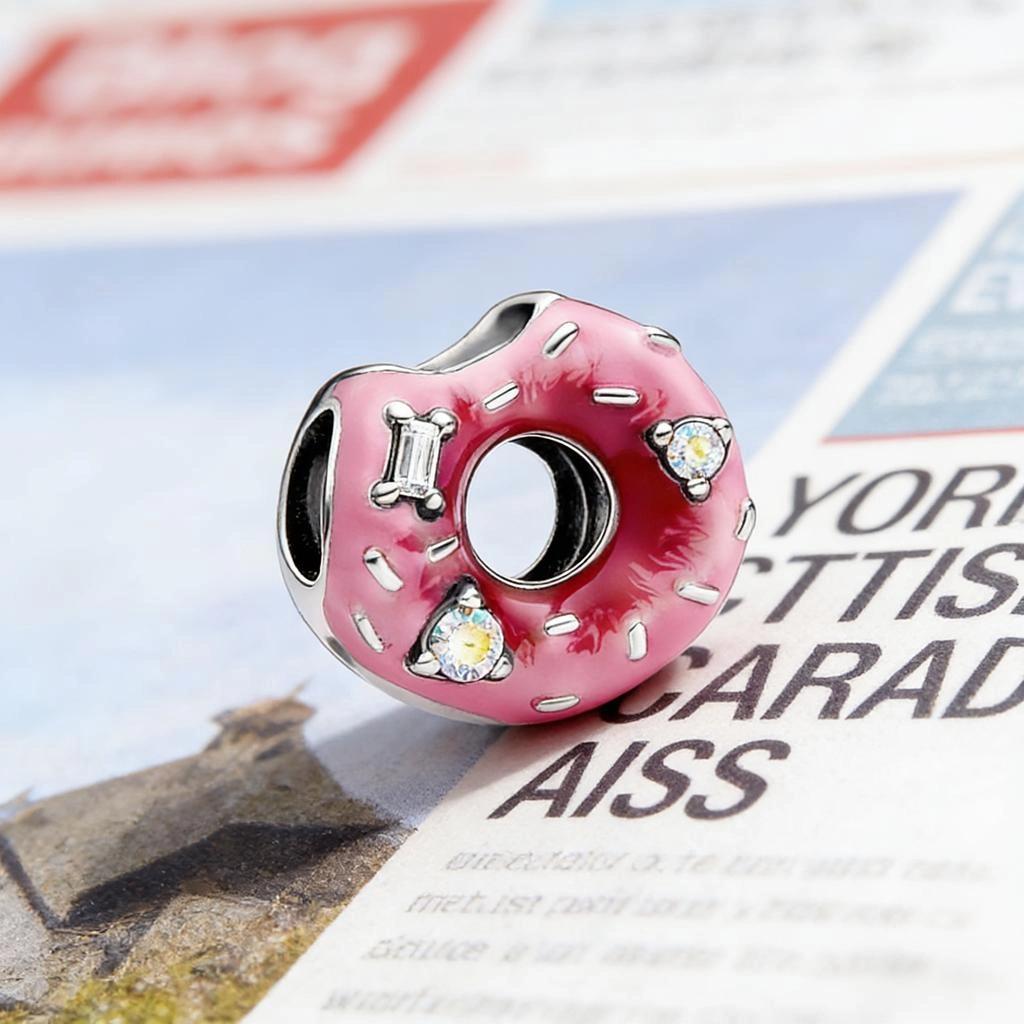 Sparkling Sprinkled Donut Charm Beads Fit Original Snake Bracelets Necklace DIY Surprise Women Jewelry Gifts Accessories