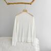 Women Sunscreen Tops Half High Collar Long Sleeve Perspective Mesh Tops Lace Lines Texture Blouse Daily Wear