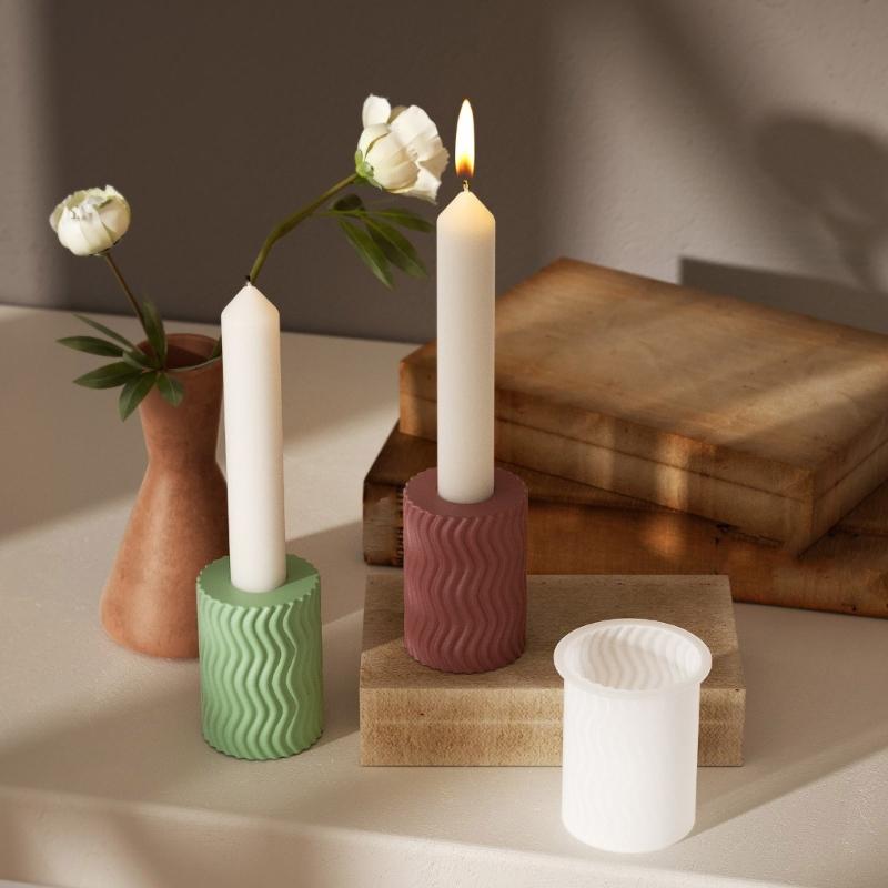 Creative Candle Holders Silicone Molds Premium Silicone Mold For Individualized Striped Candle Holder Ornament Creation